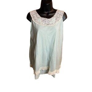 Vintage Avian Lace Embroidered Blue Layered Nightie Sz M